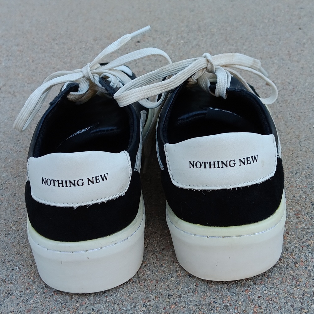 Nothing New Black Leather Platform Womens Sneakers - Picture 9 of 10